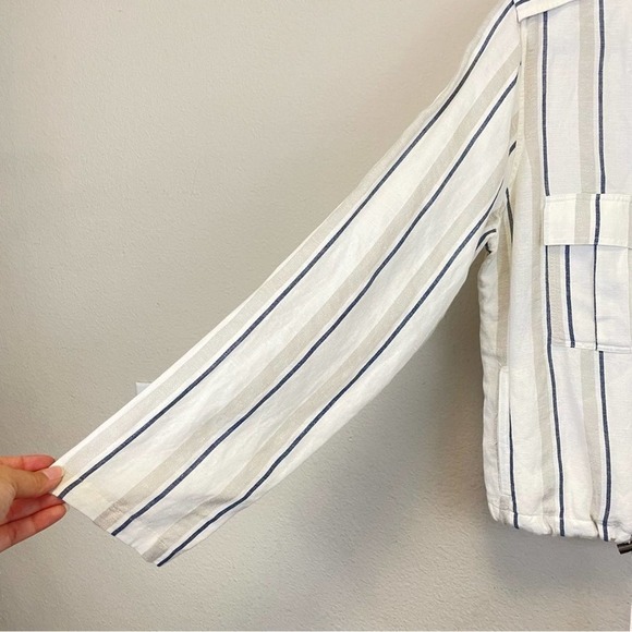 Rails Rowen Coco Striped Linen Blend Utility Short‎ Jacket Size Small - Picture 8 of 15
